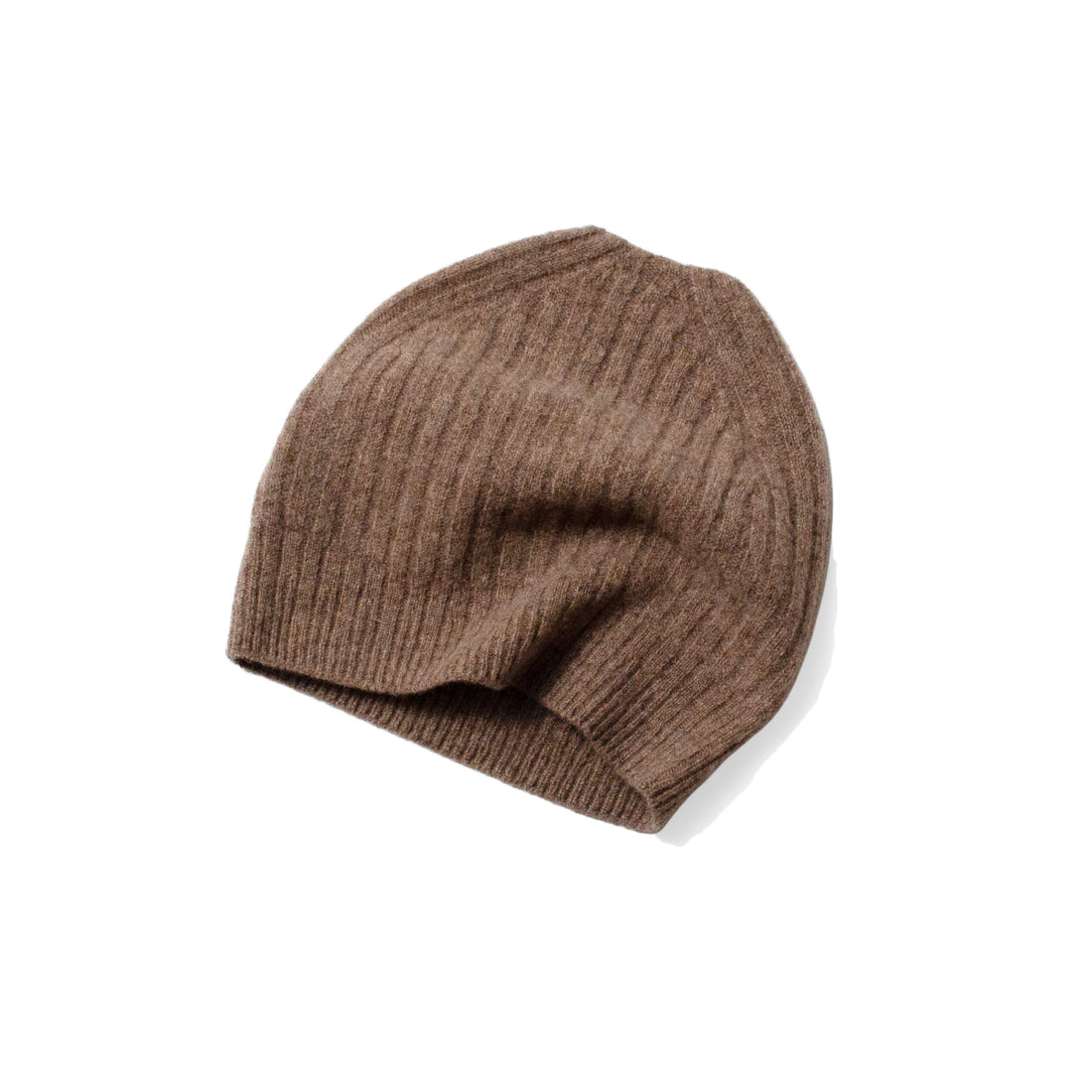Pas de Calais Fine Wool Ribbed Beanie in Brown