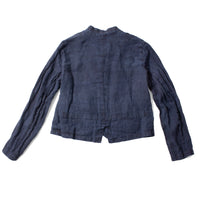 Pas de Calais Indigo Charcoal Dyed Linen Dobby Jacket in Navy
