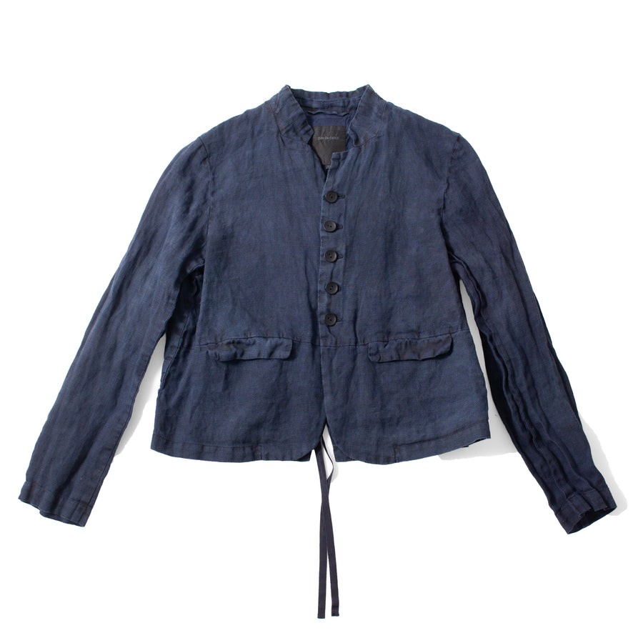 Pas de Calais Indigo Charcoal Dyed Linen Dobby Jacket in Navy – JUDITH