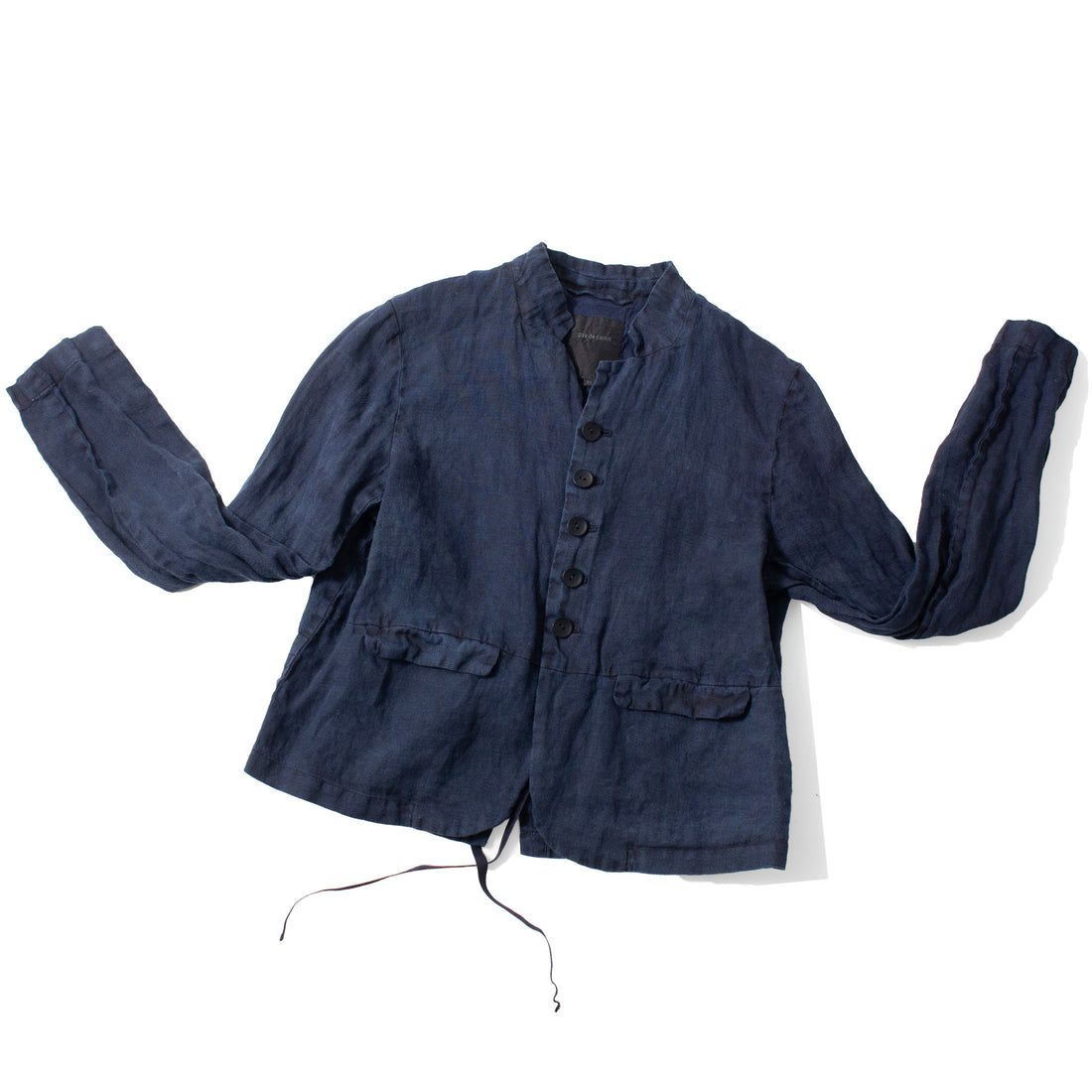 Pas de Calais Indigo Charcoal Dyed Linen Dobby Jacket in Navy