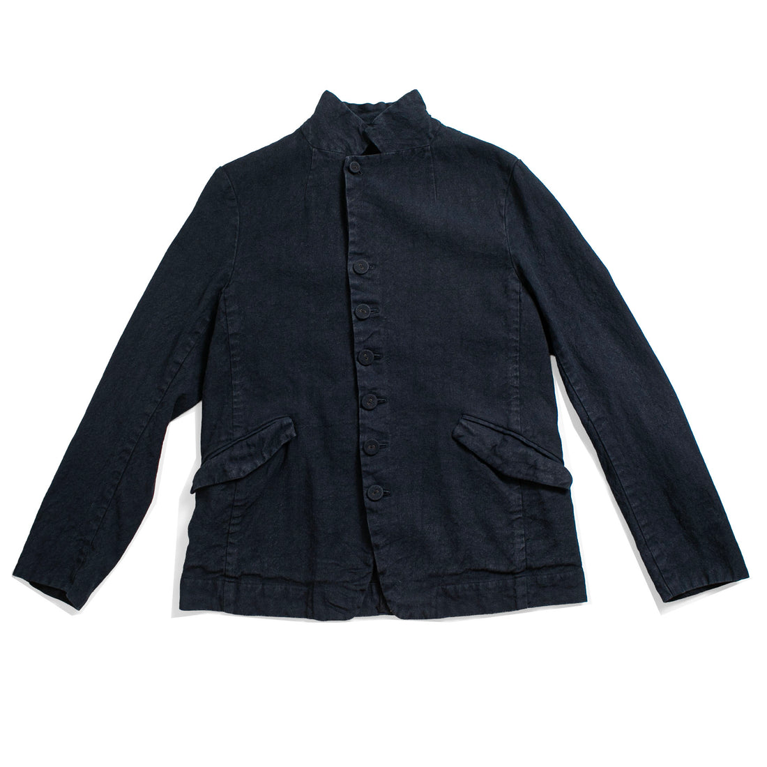 Pas de Calais Linen Cotton Soft Twill Tailored Jacket in Navy