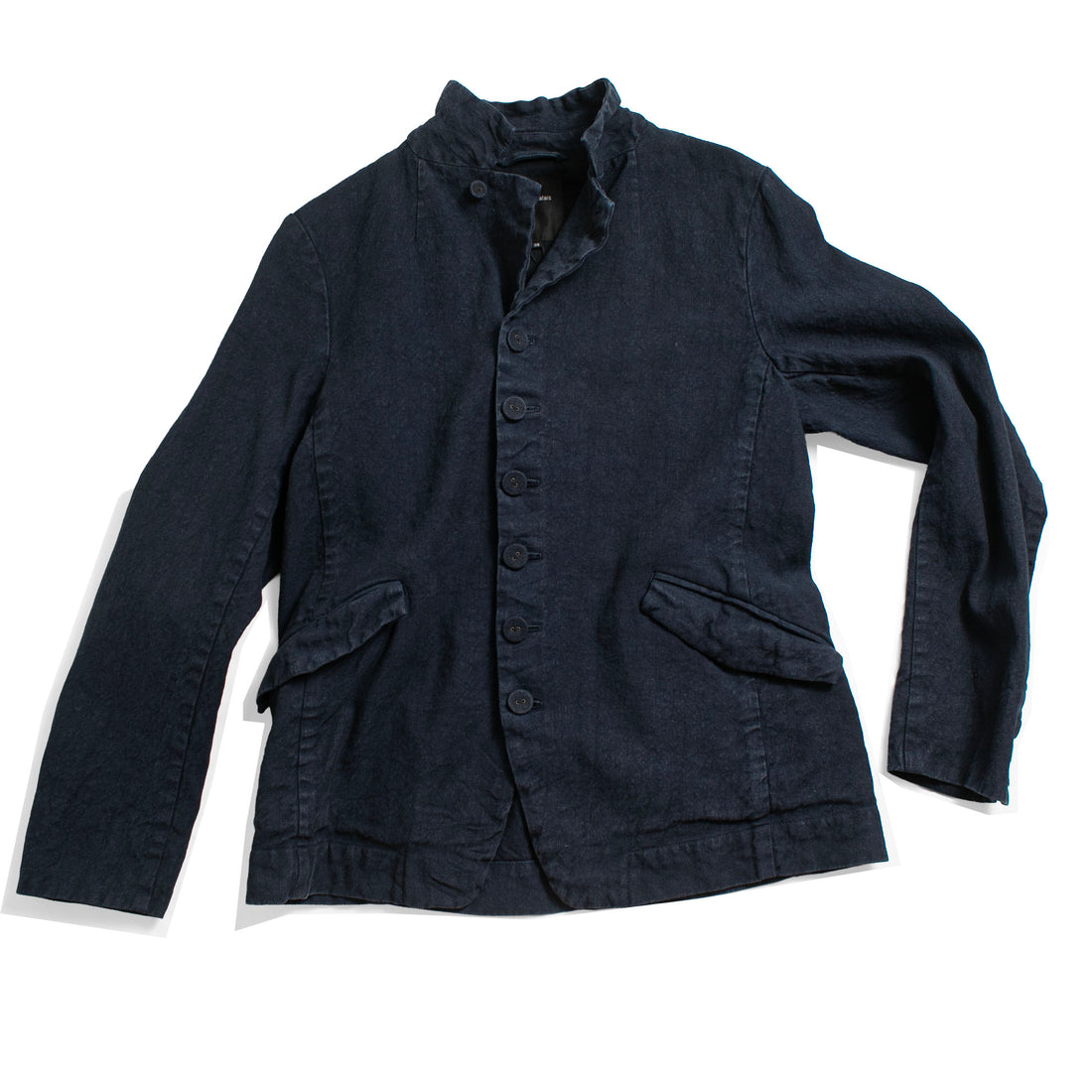 Pas de Calais Linen Cotton Soft Twill Tailored Jacket in Navy