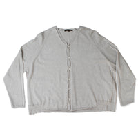 Pas de Calais Washable Cotton Linen V Neck Cardigan in Light Grey