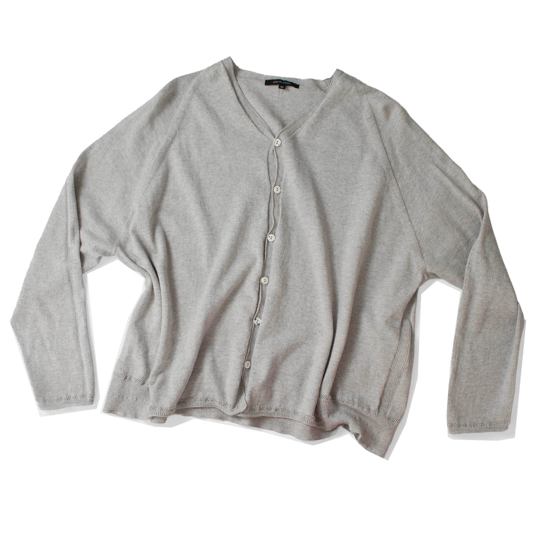 Pas de Calais Washable Cotton Linen V Neck Cardigan in Light Grey