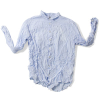 Pas de Calais Washed Cotton Crinkle Classic Shirt in Saxe Blue
