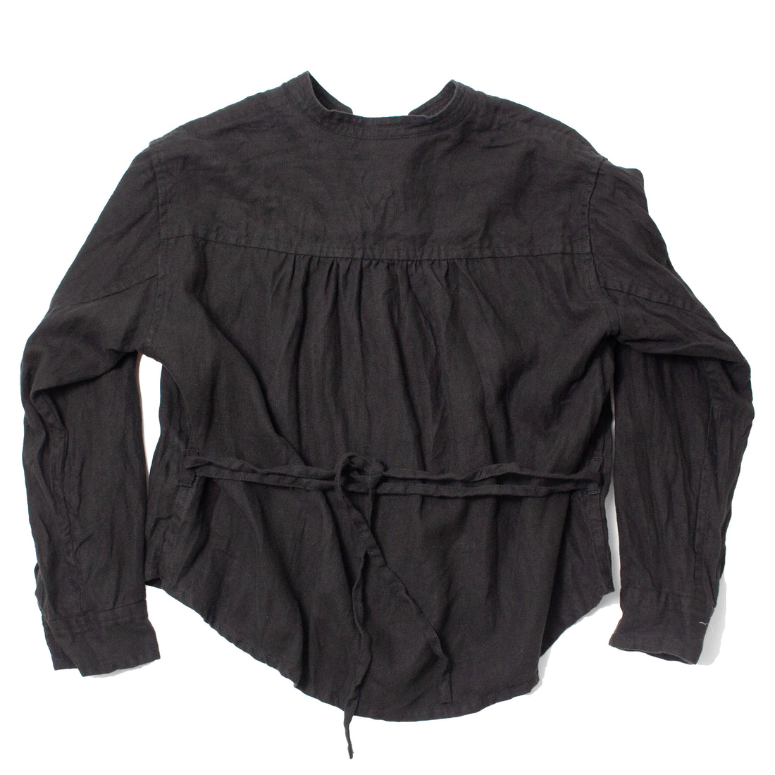 Pas de Calais Washed Double-Sided Brushed Linen Canvas Shirt Jacket in Black