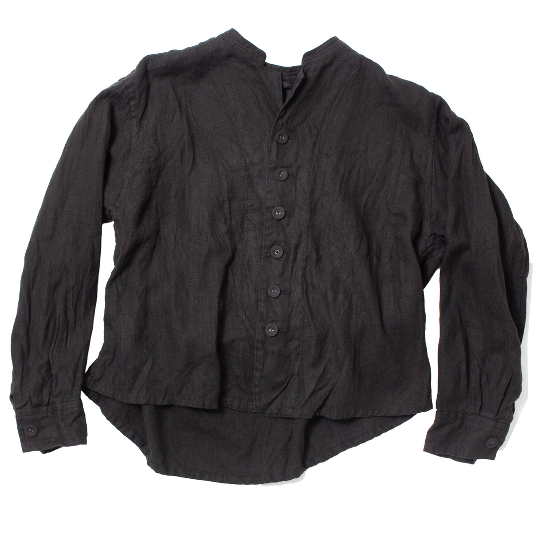 Pas de Calais Washed Double-Sided Brushed Linen Canvas Shirt Jacket in Black