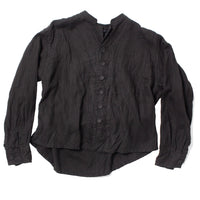 Pas de Calais Washed Double-Sided Brushed Linen Canvas Shirt Jacket in Black