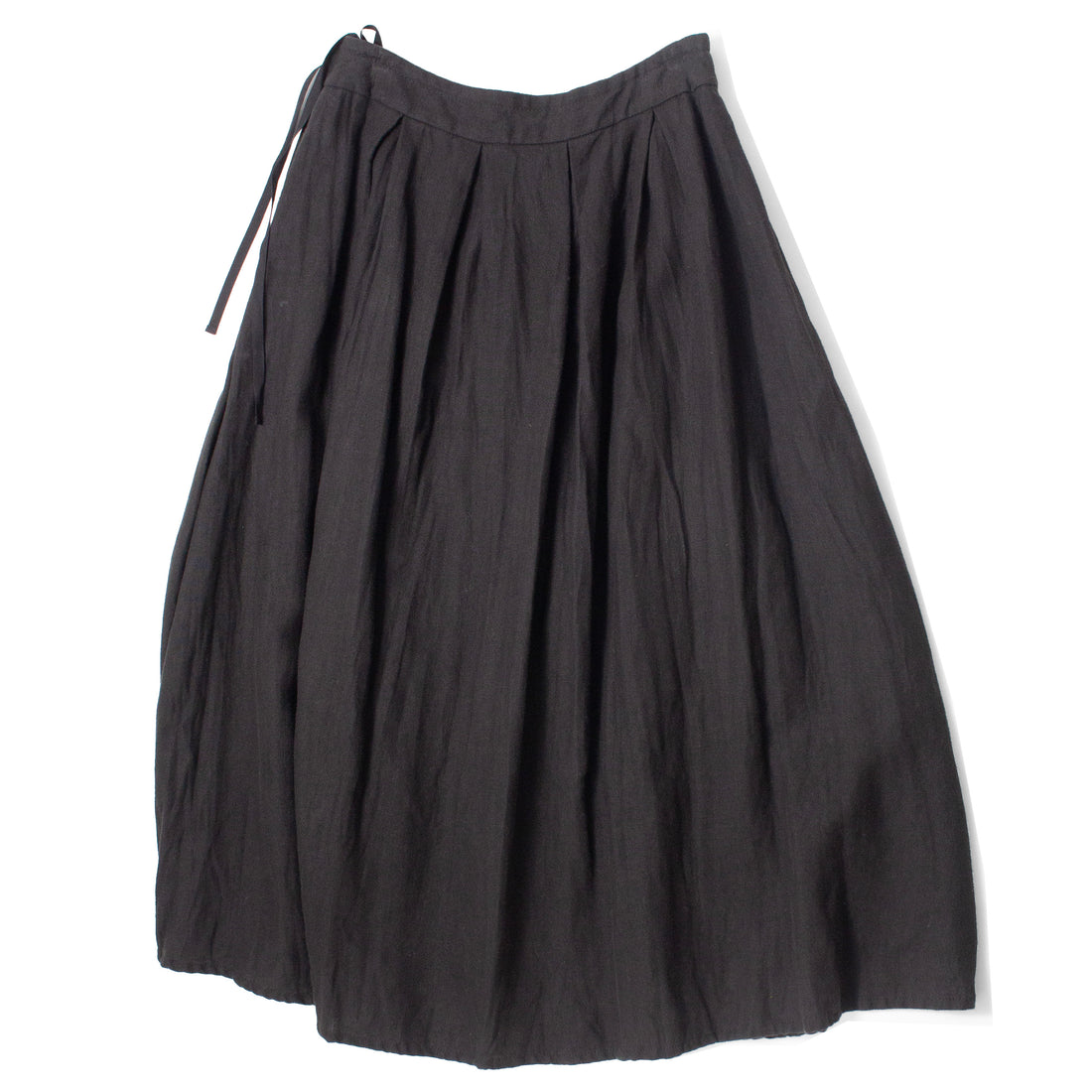 Pas de Calais Washed Double-Sided Brushed Linen Canvas Skirt in Black