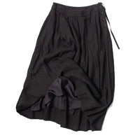 Pas de Calais Washed Double-Sided Brushed Linen Canvas Skirt in Black