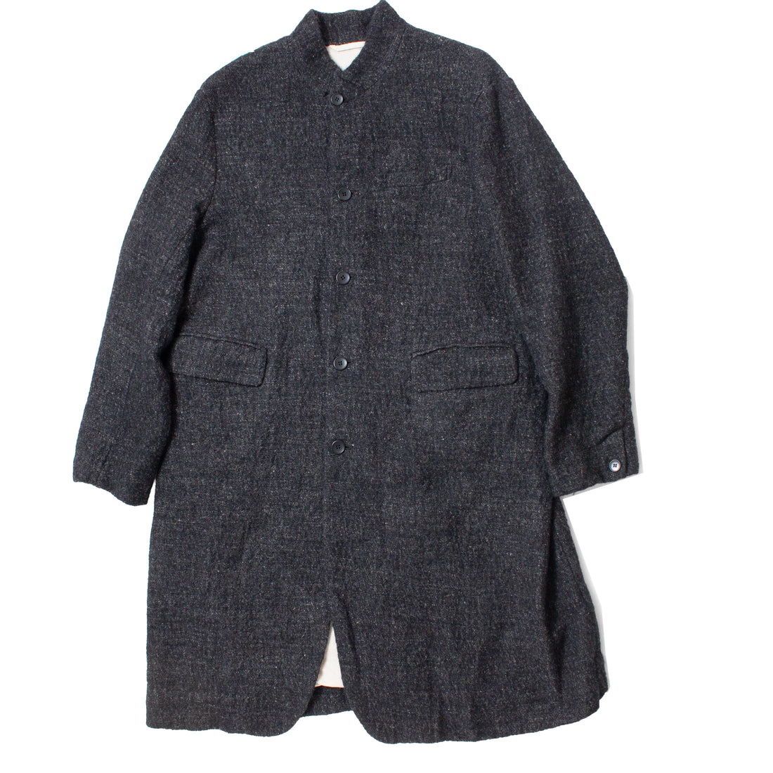 Pas de Calais Wool / Linen Chesterfield Coat in Charcoal