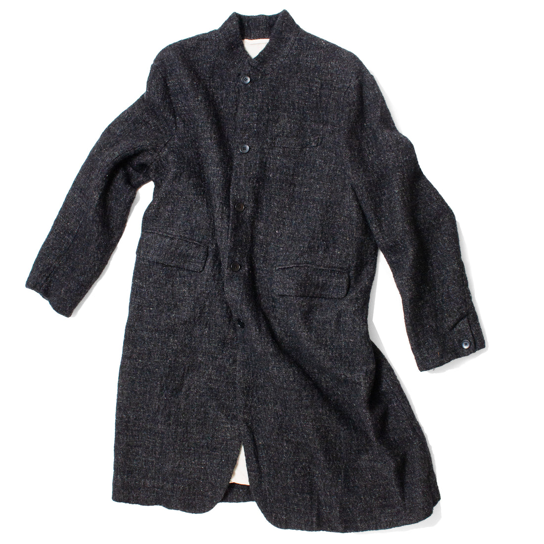 Pas de Calais Wool / Linen Chesterfield Coat in Charcoal