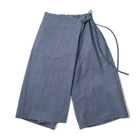 Proche Apron Wrap Capri Shorts in Chambray