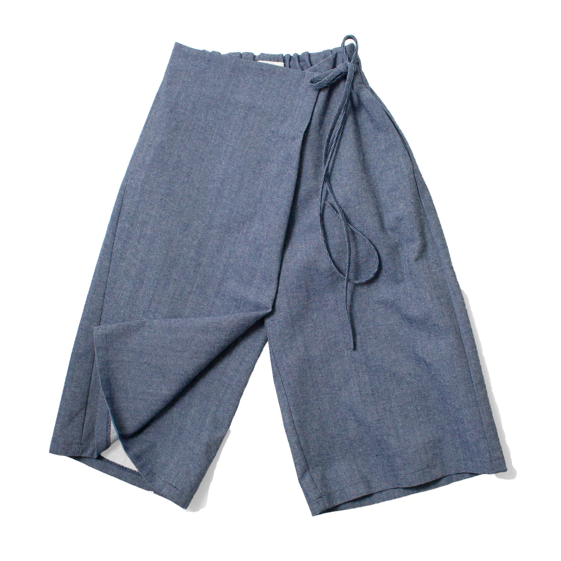 Proche Apron Wrap Capri Shorts in Chambray