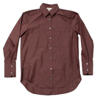 Proche Apron Pocket Button Down Shirt in Brown Gingham