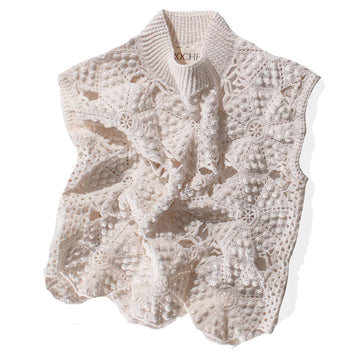 Proche Nona Crochet Vest in Ivory
