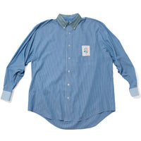 PROCHE x Cabine Floral Stamp Upcycled Shirt in Blue