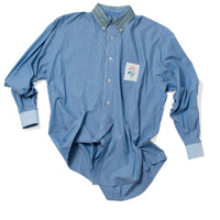 PROCHE x Cabine Floral Stamp Upcycled Shirt in Blue