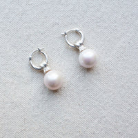 Sapir Bachar Eroded Pearl Small Hoops in Sterling Silver