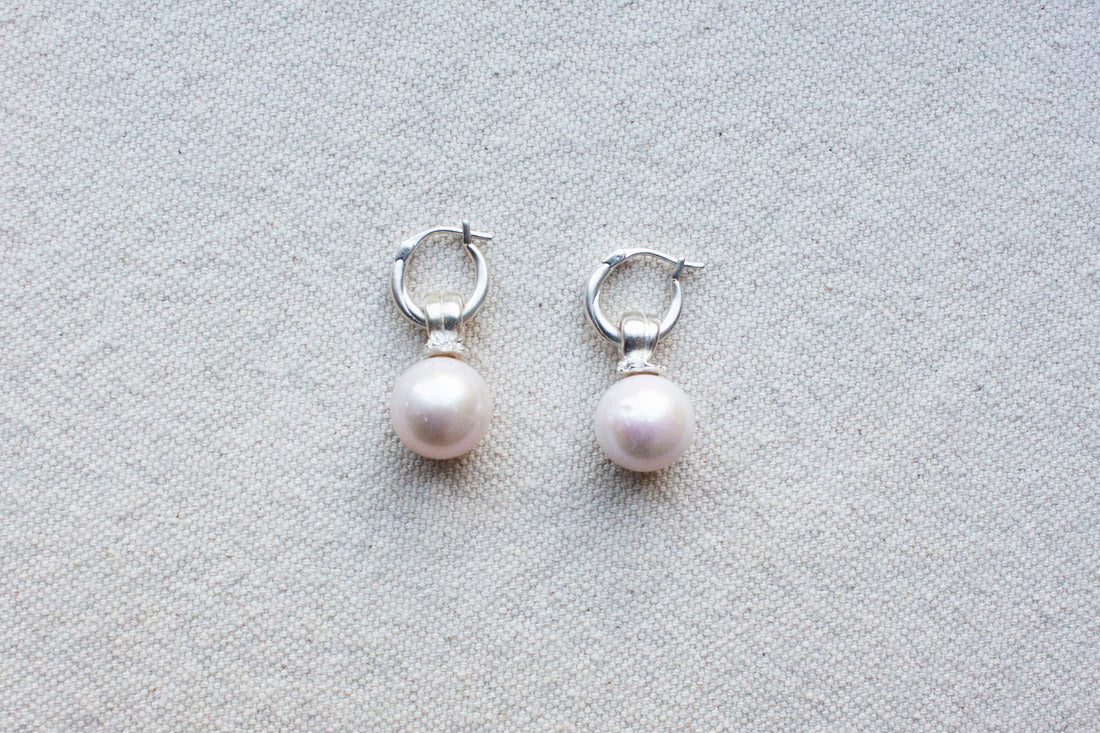 Sapir Bachar Eroded Pearl Small Hoops in Sterling Silver