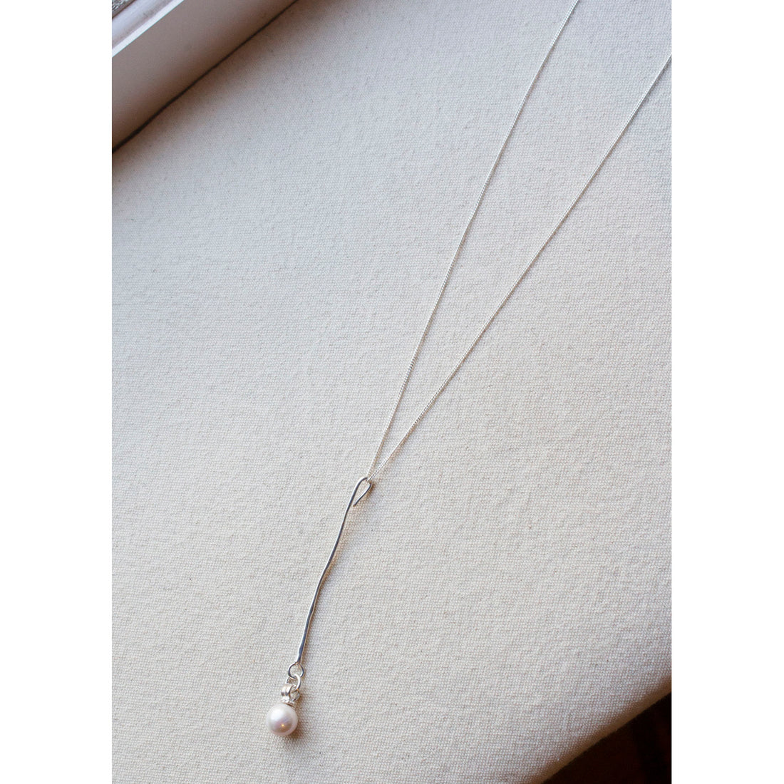 Sapir Bachar Long Eroded Pearl Necklace in Sterling Silver