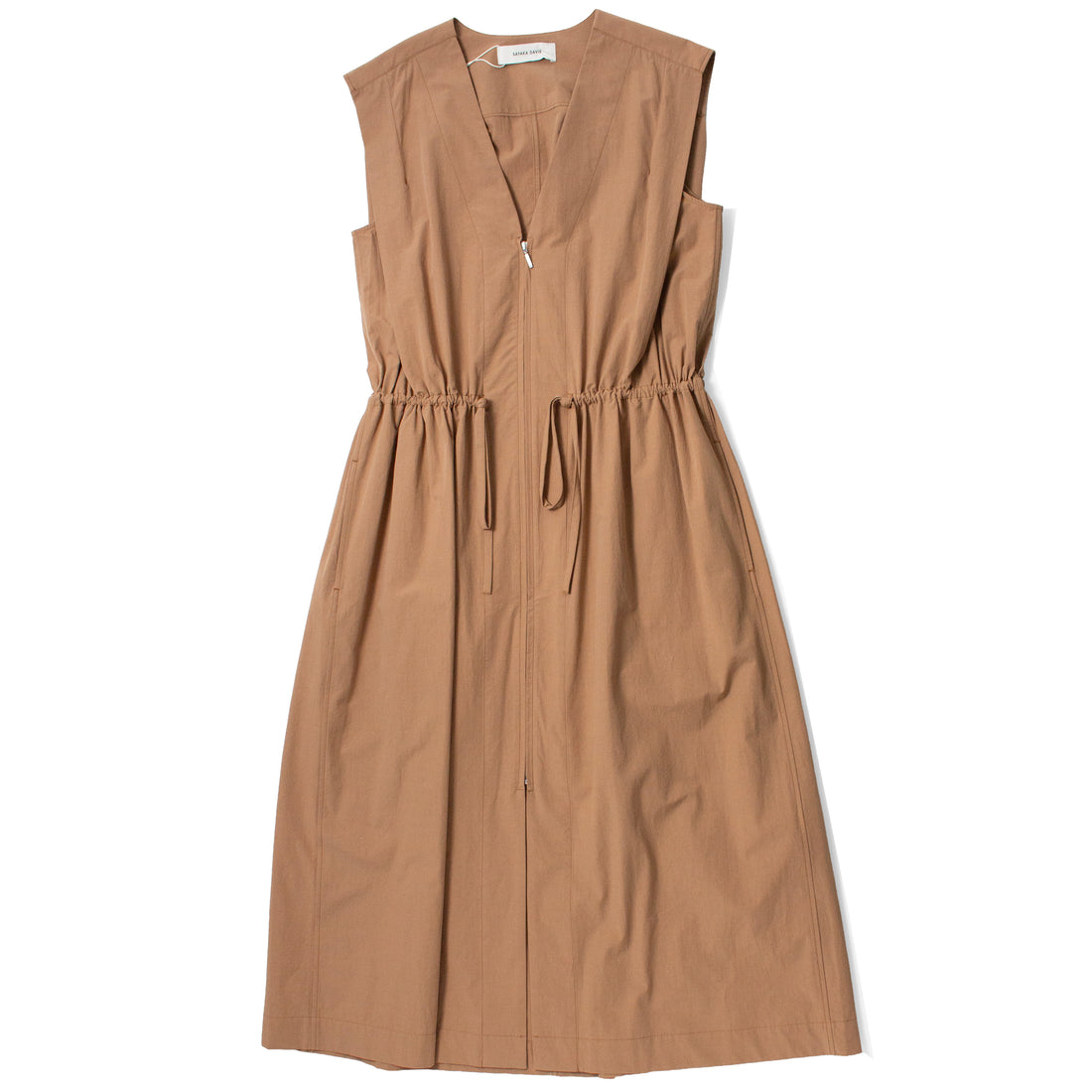 Sayaka Davis Drawstring Waist Dress in Tan Brown