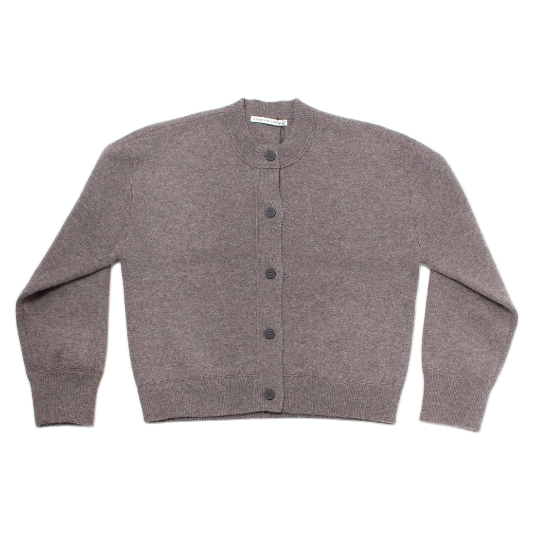 Studio Nicholson Arvine Crew Neck Cardigan in Mouse