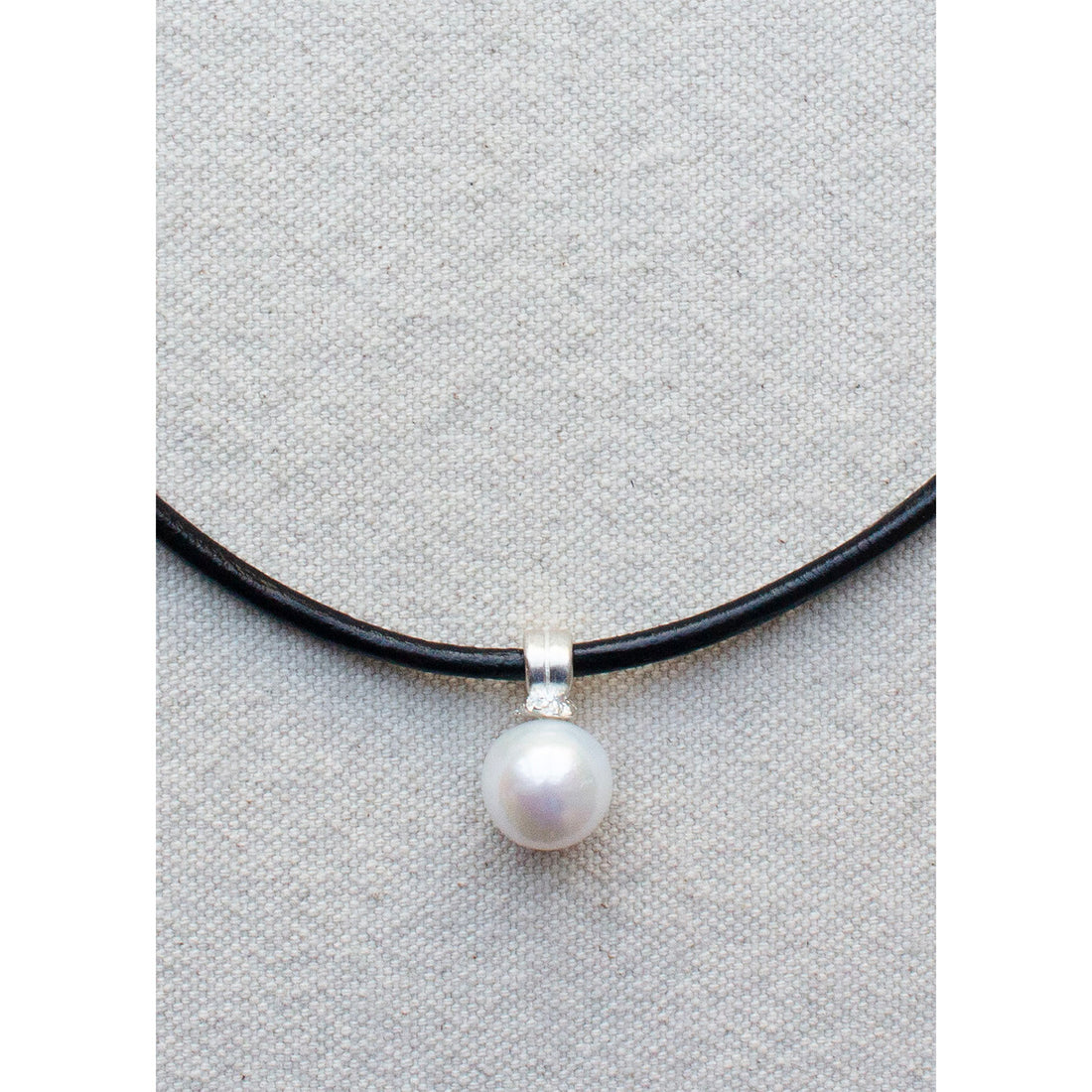 Sapir Bachar Eroded Pearl Leather Choker in Sterling Silver