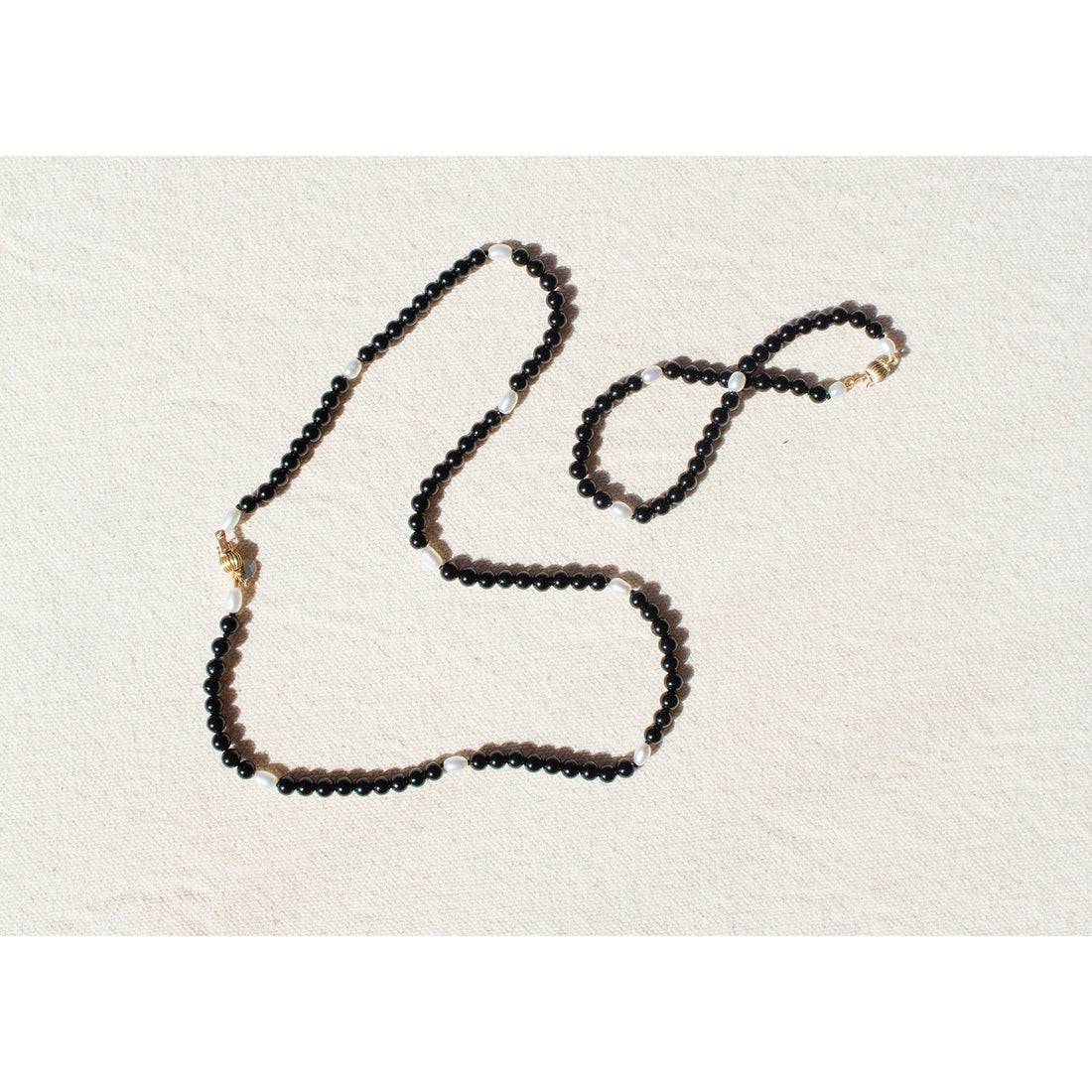 Beatrice Valenzuela Onyx & Pearl Necklace