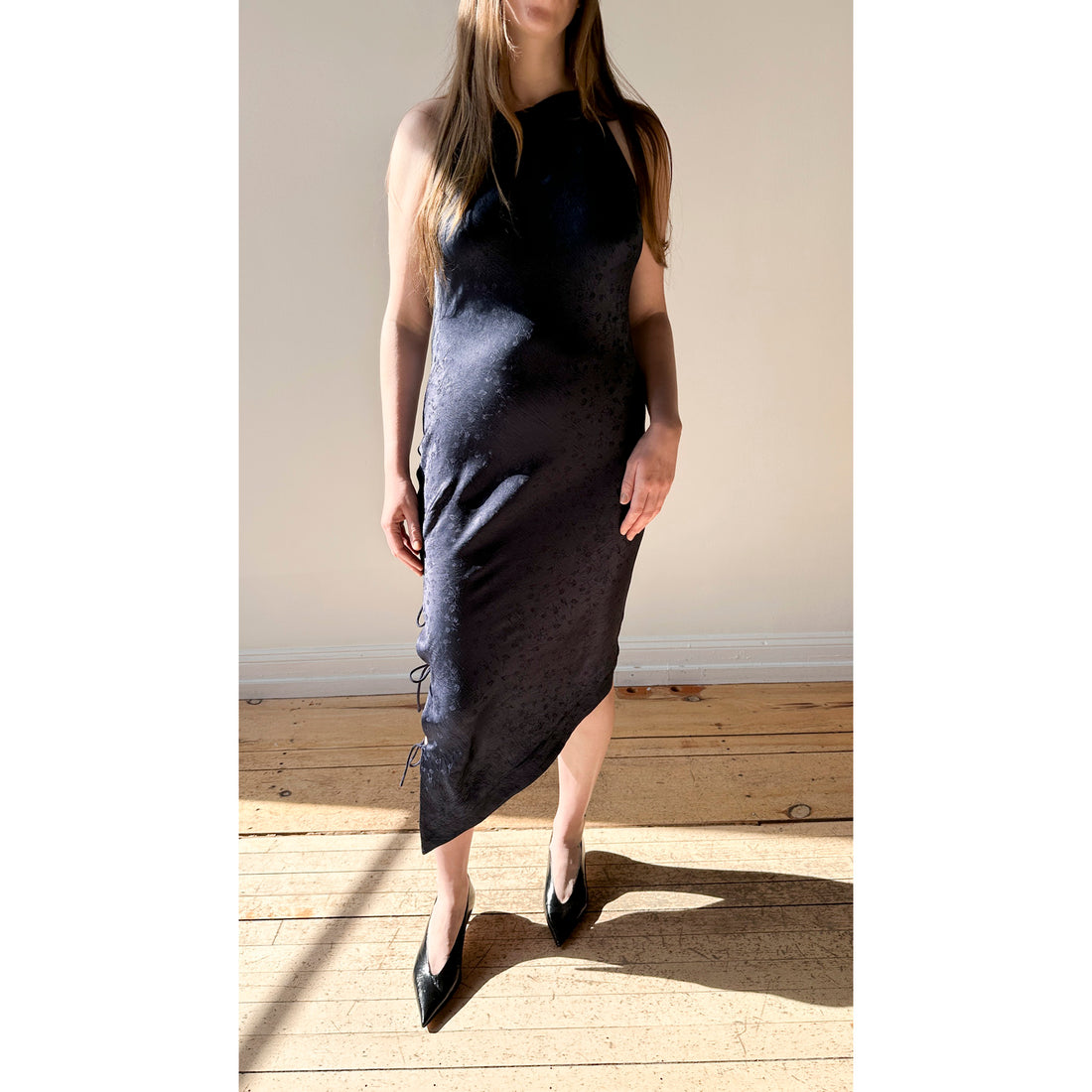 Nomia Side Tie Bias Dress in Ink