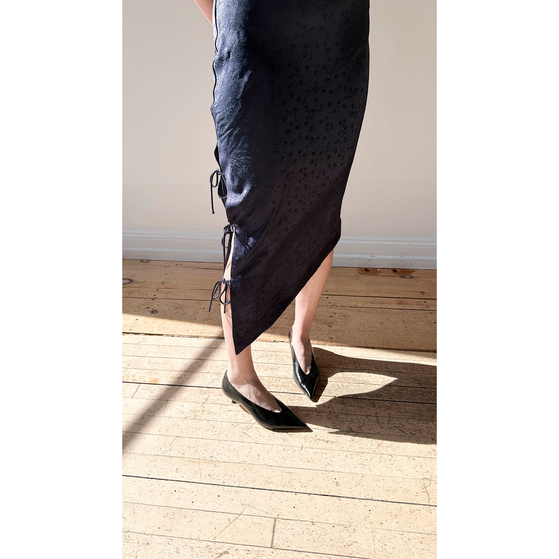 Nomia Side Tie Bias Dress in Ink