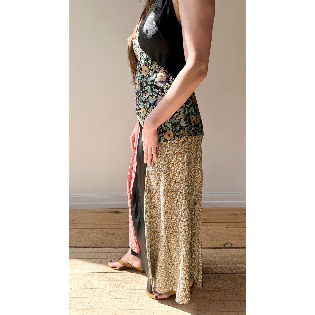 Nomia Combo Bias Maxi Dress in Black Multi