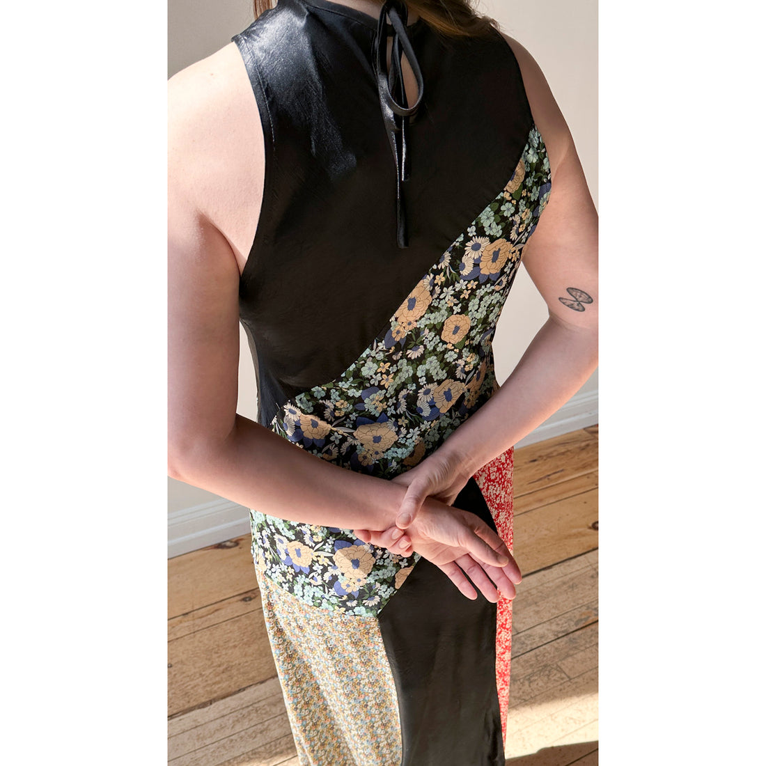 Nomia Combo Bias Maxi Dress in Black Multi