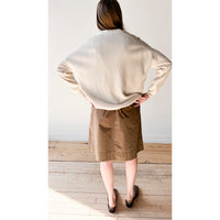 Evam Eva Cotton Paper Yarn Cardigan in Ivory