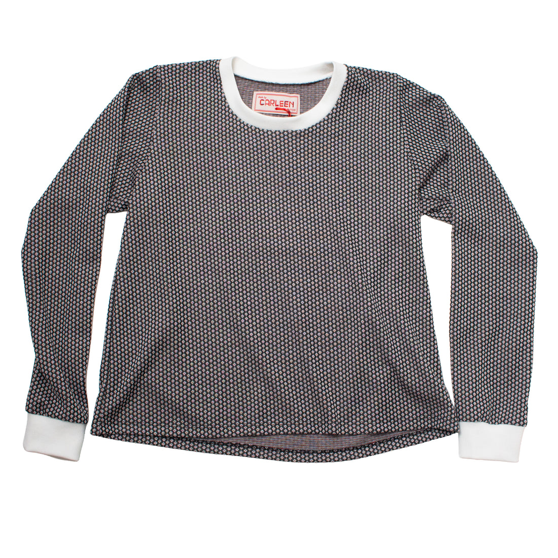 Carleen Cuffed Long Sleeve in Dot Jacquard