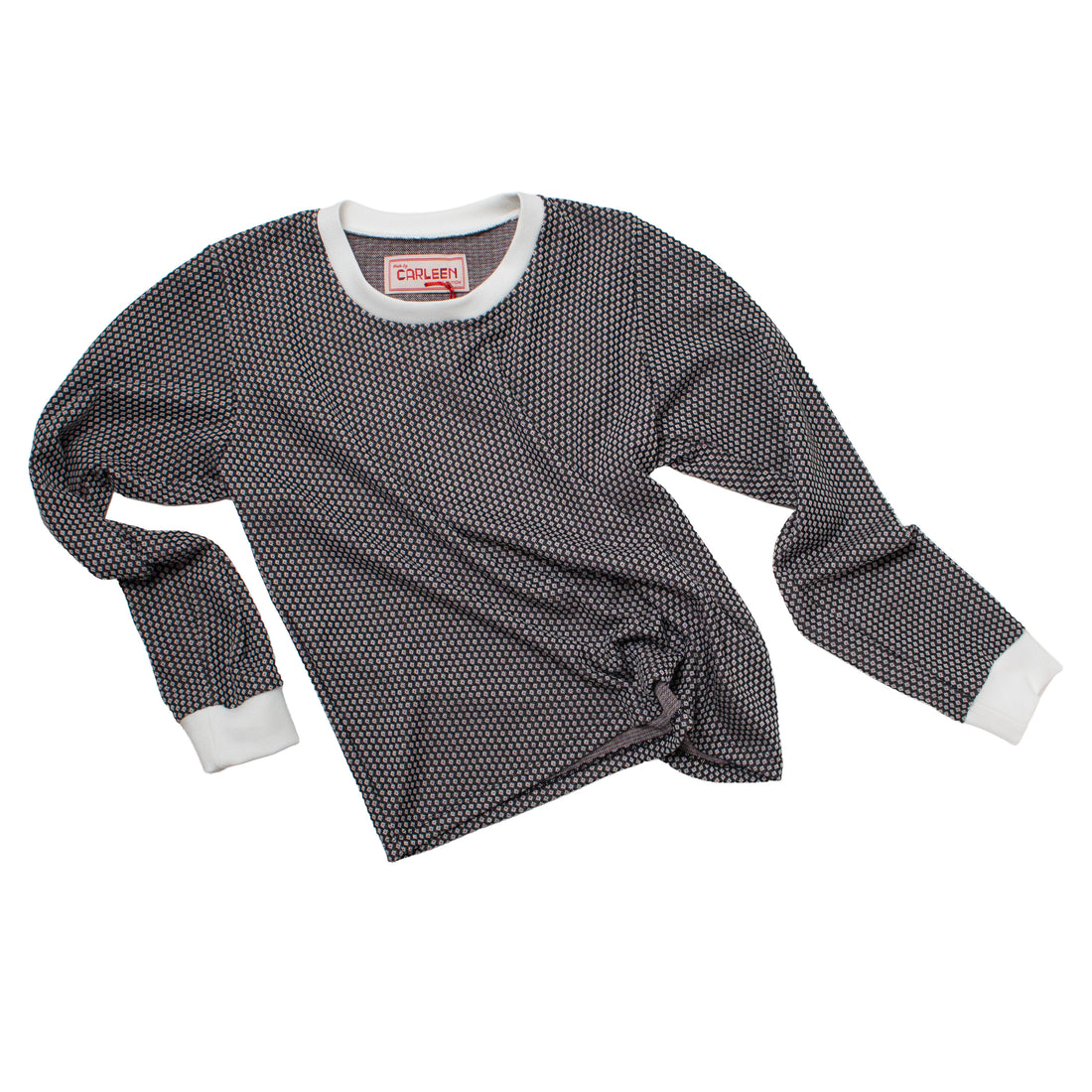 Carleen Cuffed Long Sleeve in Dot Jacquard