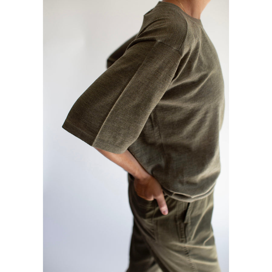Pas de Calais Cotton Grosgrain Tapered Pants in Khaki