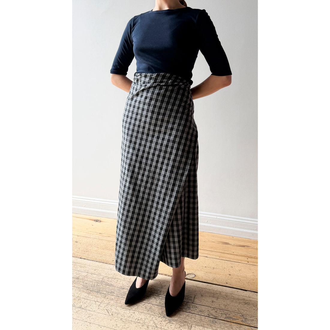 6397 Draped Wrap Skirt in Black