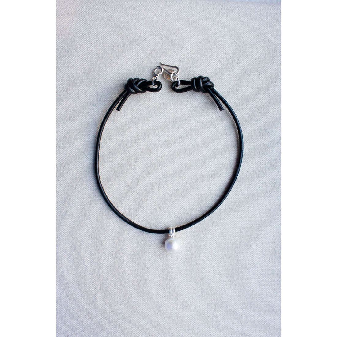 Sapir Bachar Eroded Pearl Leather Choker in Sterling Silver