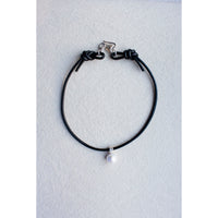 Sapir Bachar Eroded Pearl Leather Choker in Sterling Silver
