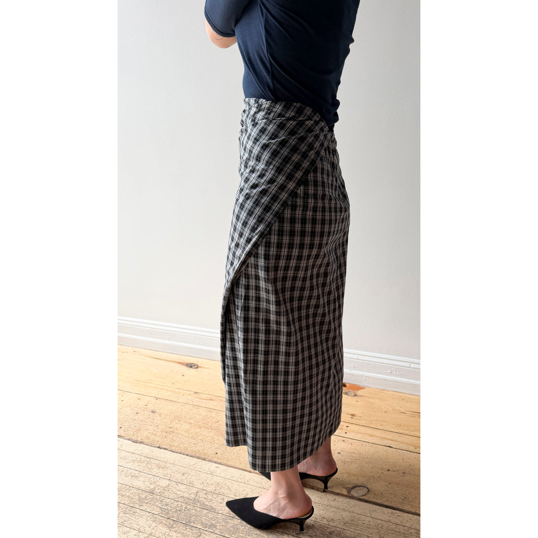 6397 Draped Wrap Skirt in Black