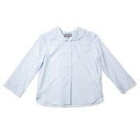 Margaret Howell Petal Collar Shirt in Pale Blue Washed Cotton