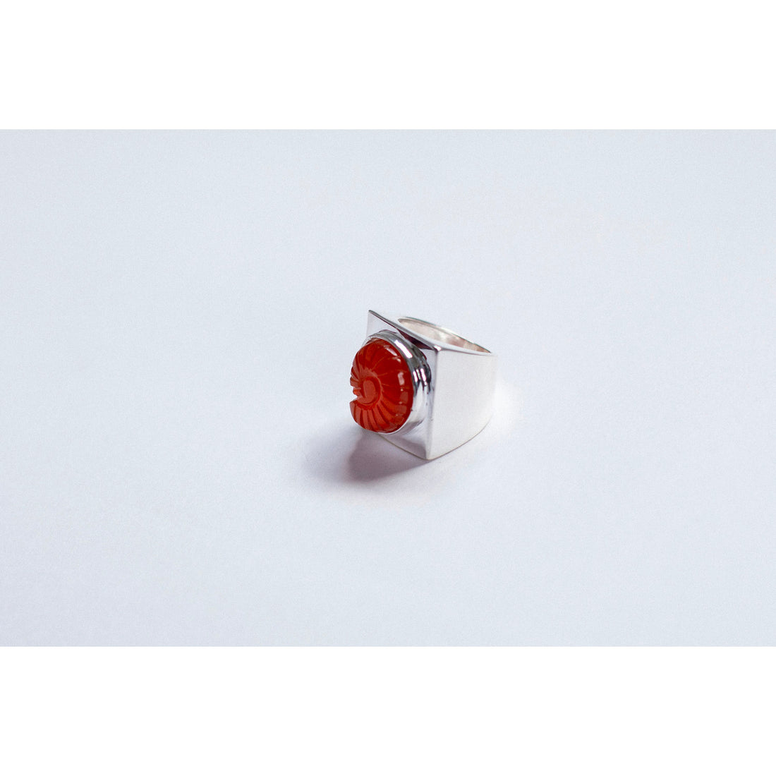 Nomia Carved Nautilus Shell Ring in Red Onyx