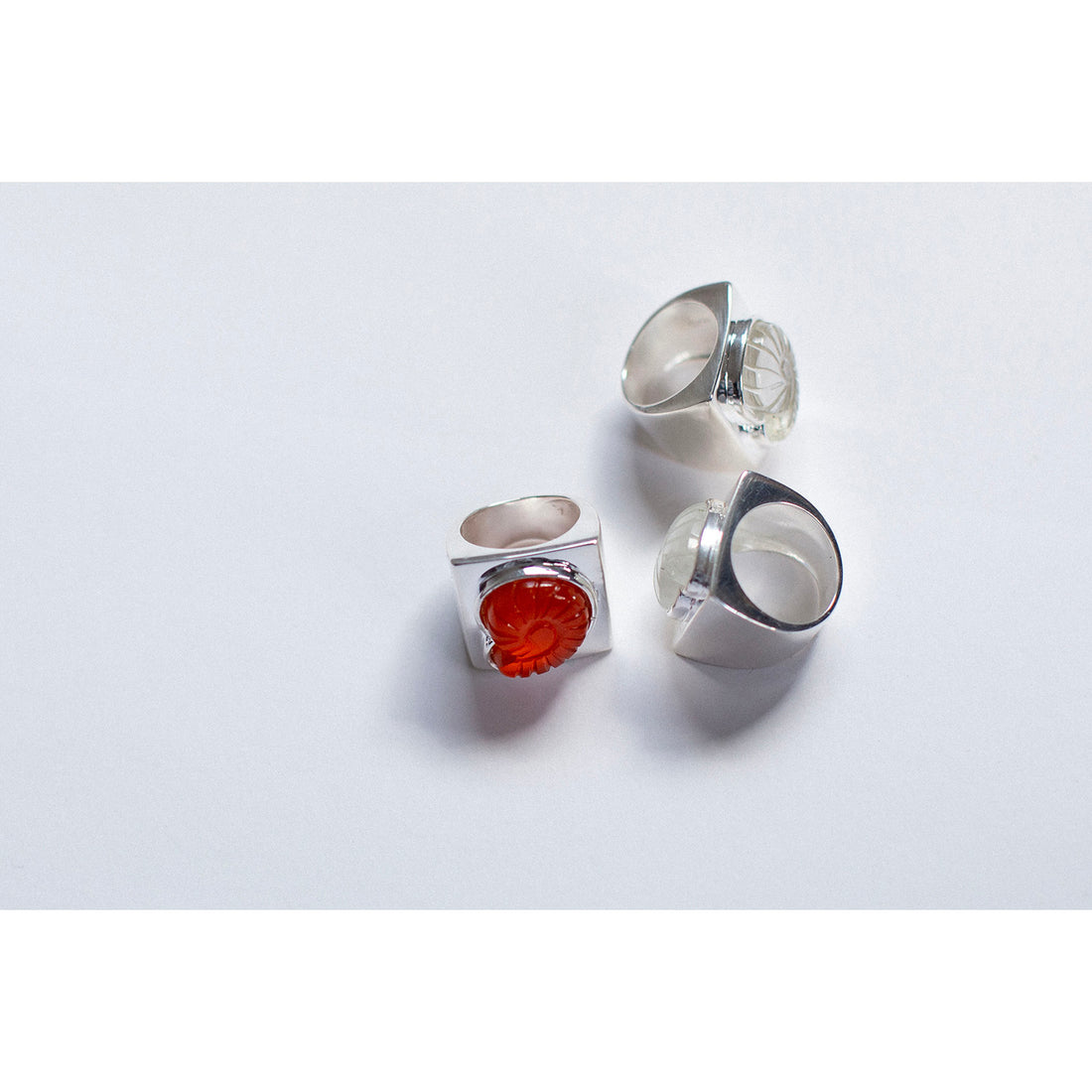 Nomia Carved Nautilus Shell Ring in Red Onyx