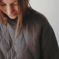 Chimala Quilted Crew Top in Charcoal