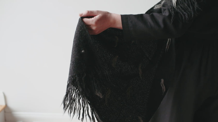 Lauren Manoogian Handwoven Tuft Wrap in Black Melange/Rock