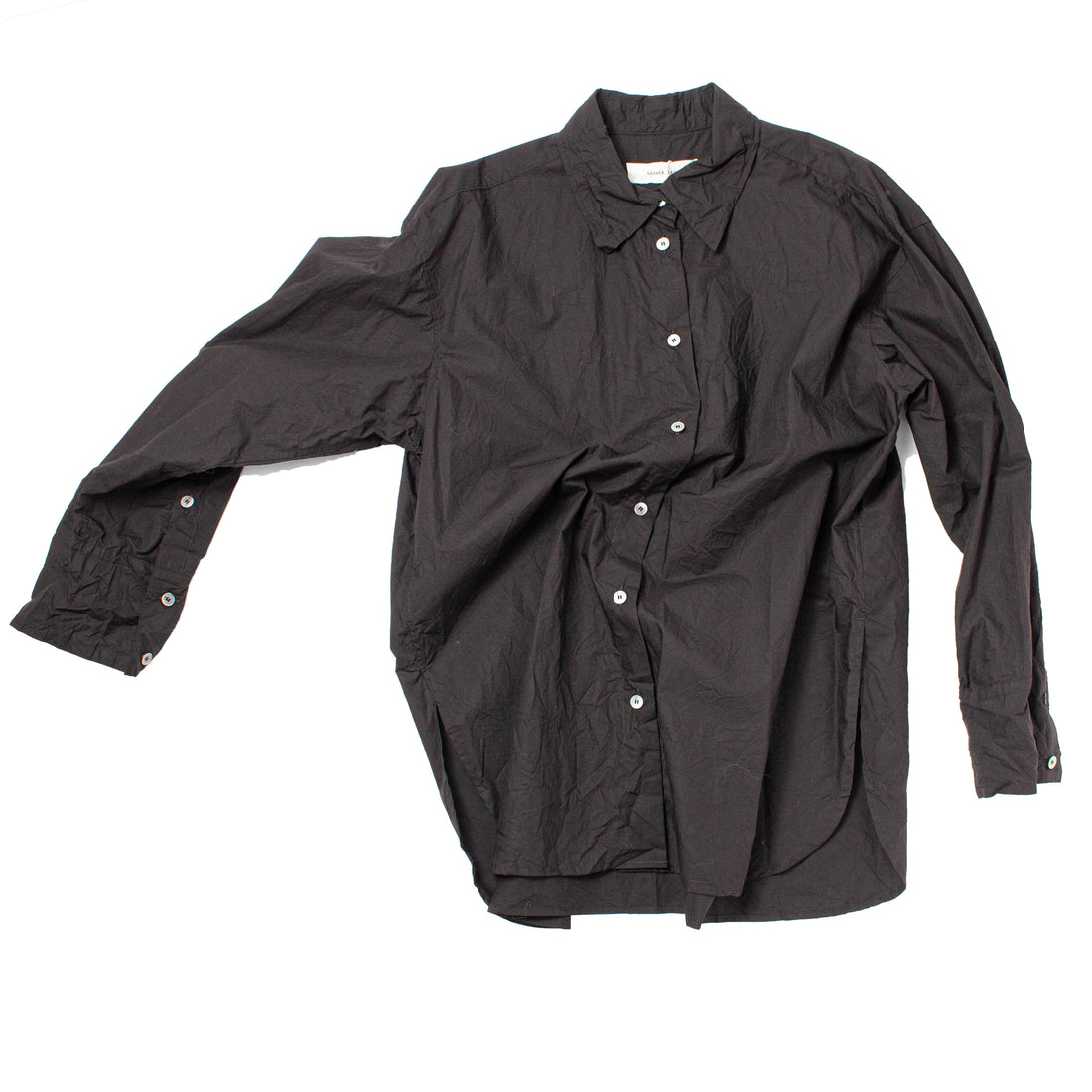 Sayaka Davis Crinkled Oversized Shirt in Black