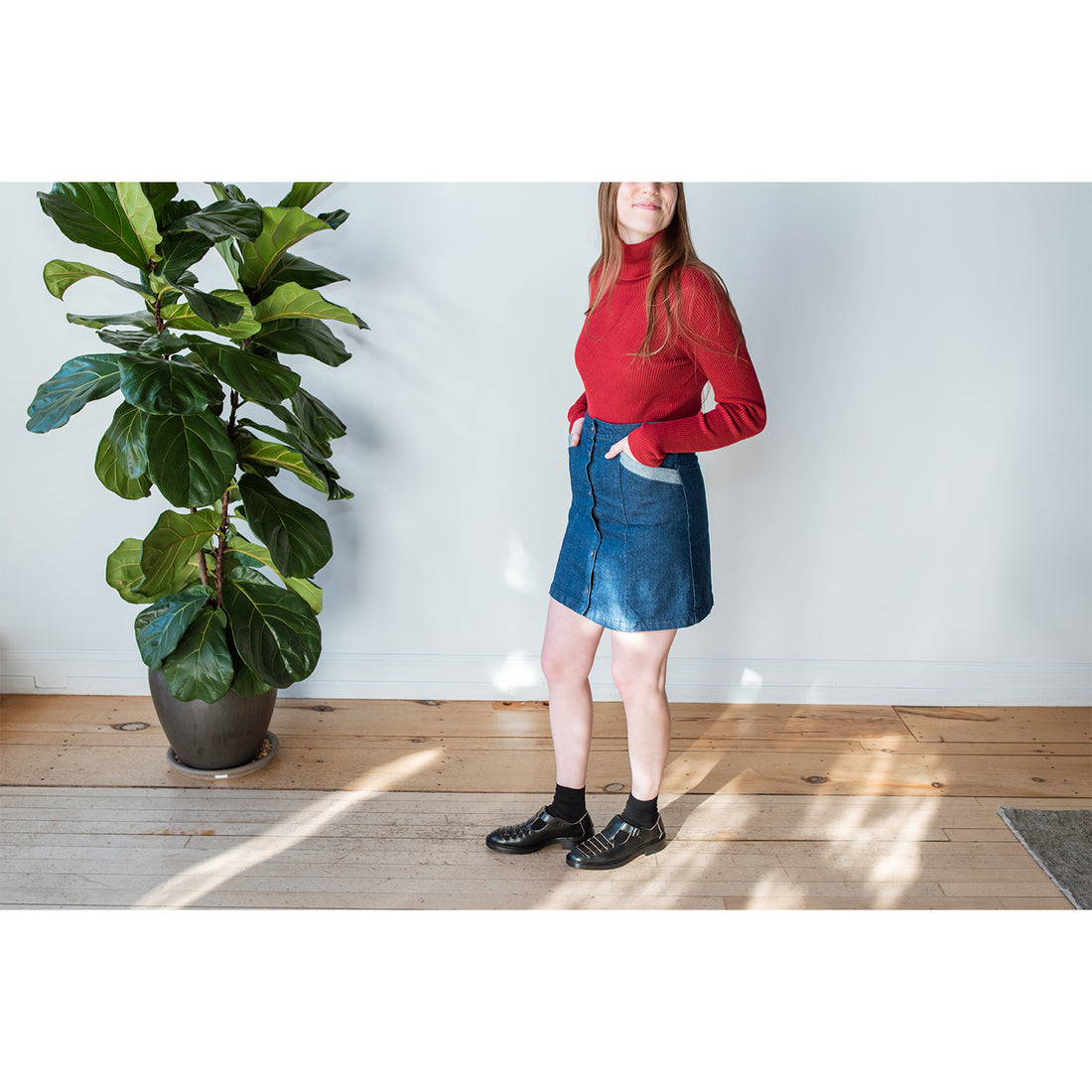 Carleen Denim Mini Skirt in Dark Rinse