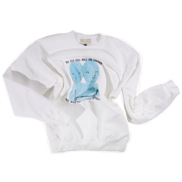Giu Giu Distance Crew Sweatshirt in White/Screen Printed