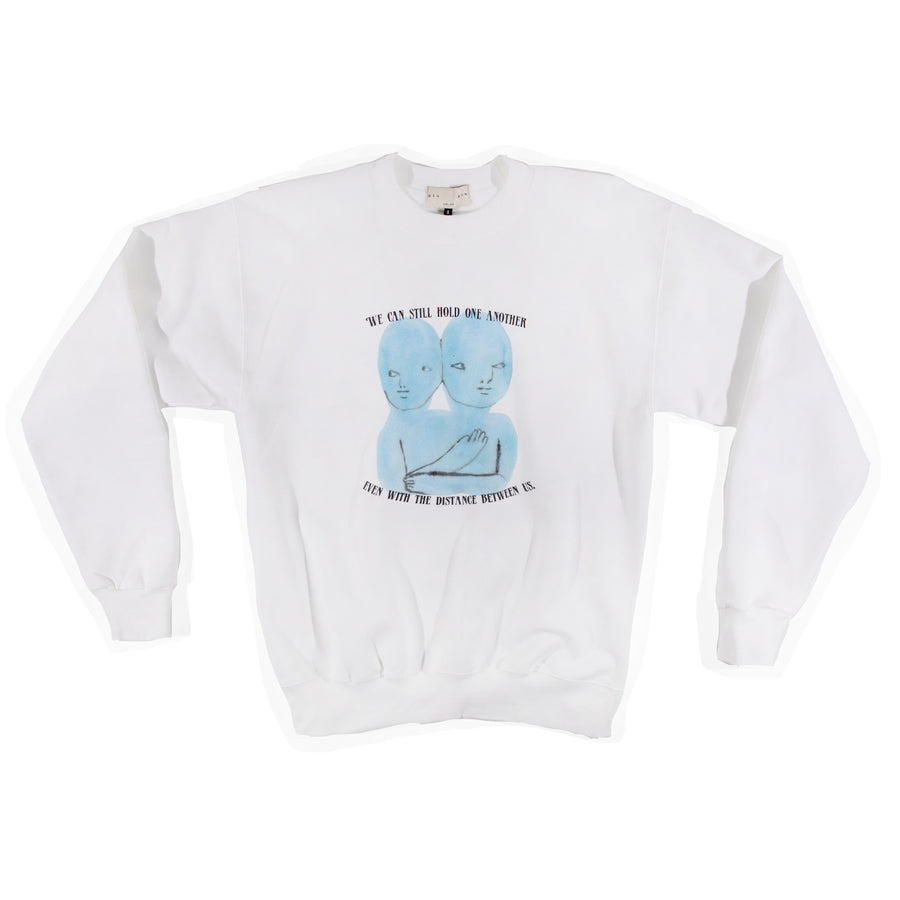 Giu Giu Distance Crew Sweatshirt in White/Screen Printed